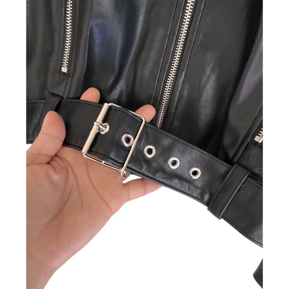 Danielle Bernstein Womens Faux-Leather Moto Motorcycle Jacket, Black, XL - Picture 7 of 13